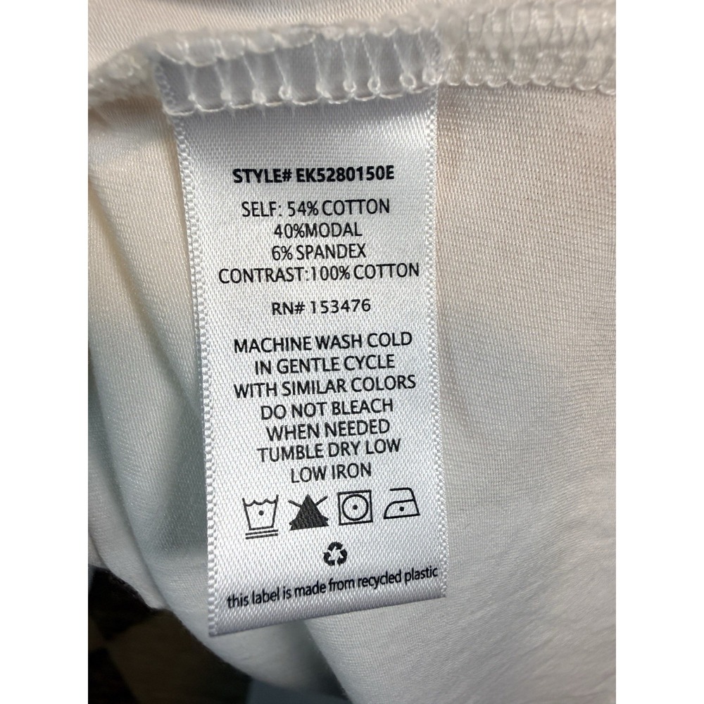 EVEREVE Nelly Mixed Media Top White Long Sleeve Classic half front button Sz M - Picture 11 of 11